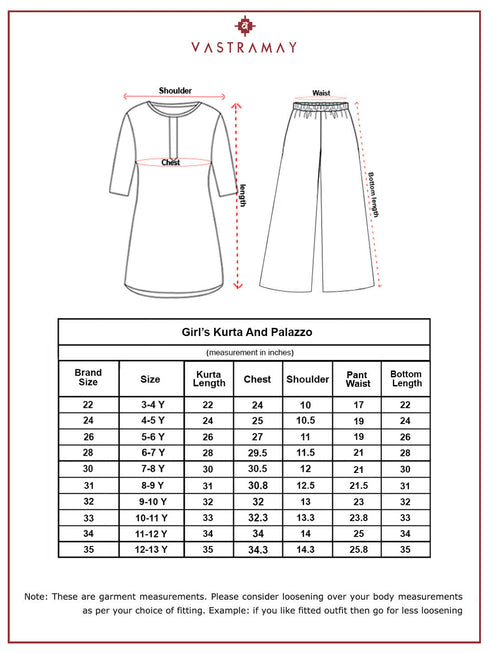 Girl's' Mustard Kurta Palazzo Set With Potli